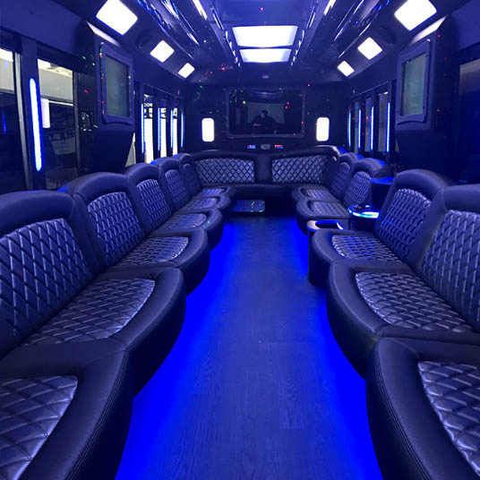 big party bus with enough space for 43 people