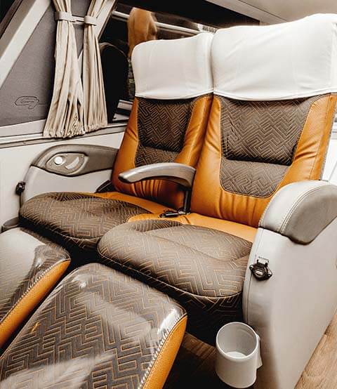 motor coach with reclining seats